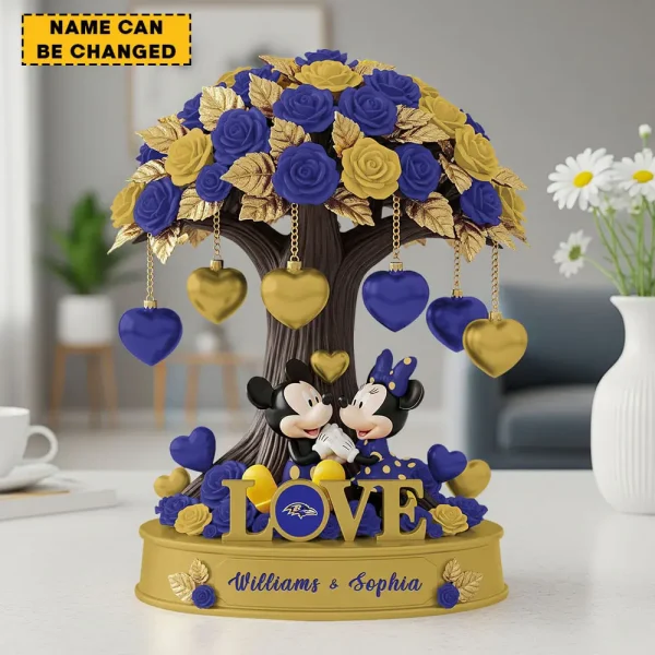 Baltimore Ravens Mickey Flowers Tree Acrylic Block SPTFTAB020