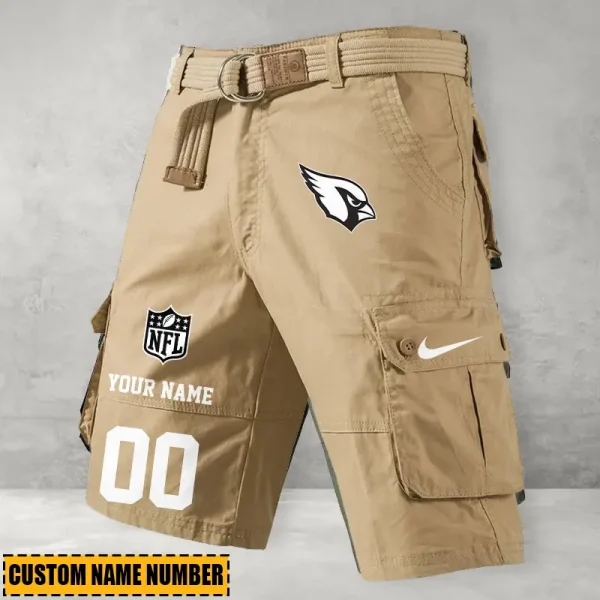 Arizona Cardinals Men's Cargo Shorts Button Trend Unique Design Team S9CSBT088