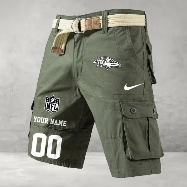 Baltimore Ravens Men's Cargo Shorts Button Trend Unique Design Team S9CSBT090 - Image 4