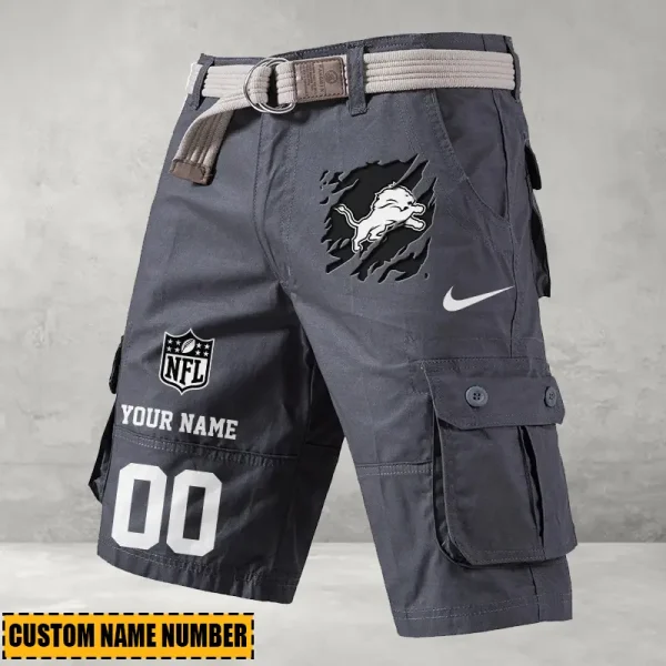 Detroit Lions Men's Cargo Shorts Button Trend Unique Design Team S9CSBT098 - Image 5