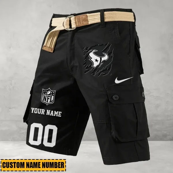 Houston Texans Men's Cargo Shorts Button Trend Unique Design Team S9CSBT100