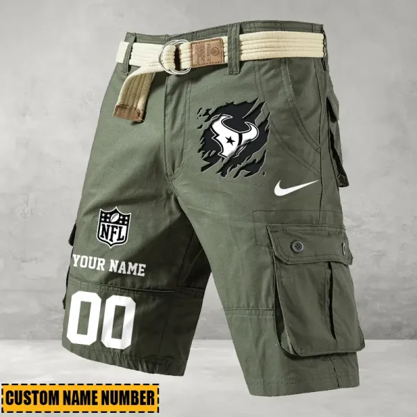 Houston Texans Men's Cargo Shorts Button Trend Unique Design Team S9CSBT100 - Image 3