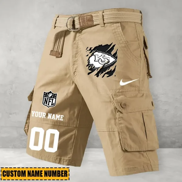 Kansas City Chiefs Men's Cargo Shorts Button Trend Unique Design Team S9CSBT103