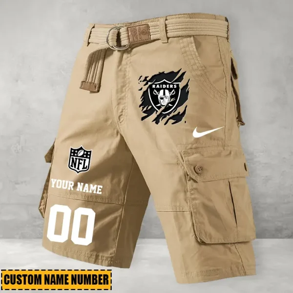 Las Vegas Raiders Men's Cargo Shorts Button Trend Unique Design Team S9CSBT104 - Image 2