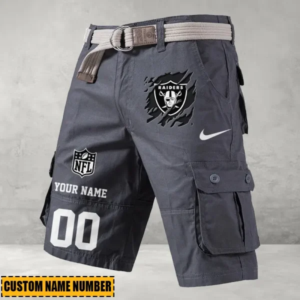Las Vegas Raiders Men's Cargo Shorts Button Trend Unique Design Team S9CSBT104 - Image 4