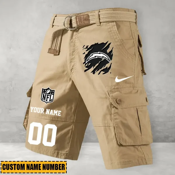 Los Angeles Chargers Men's Cargo Shorts Button Trend Unique Design Team S9CSBT105