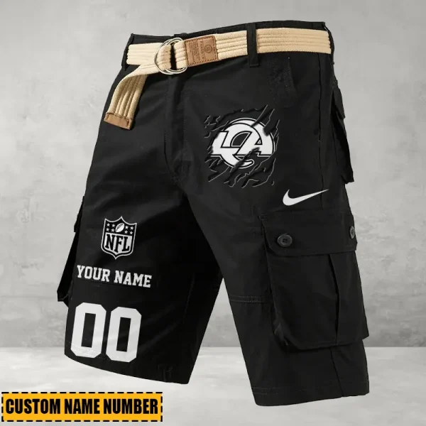 Los Angeles Rams Men's Cargo Shorts Button Trend Unique Design Team S9CSBT106