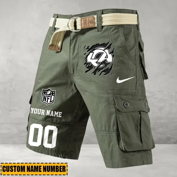 Los Angeles Rams Men's Cargo Shorts Button Trend Unique Design Team S9CSBT106 - Image 3