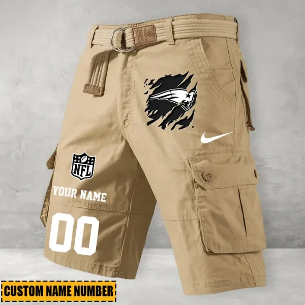 New England Patriots Men's Cargo Shorts Button Trend Unique Design Team S9CSBT109 - Image 3
