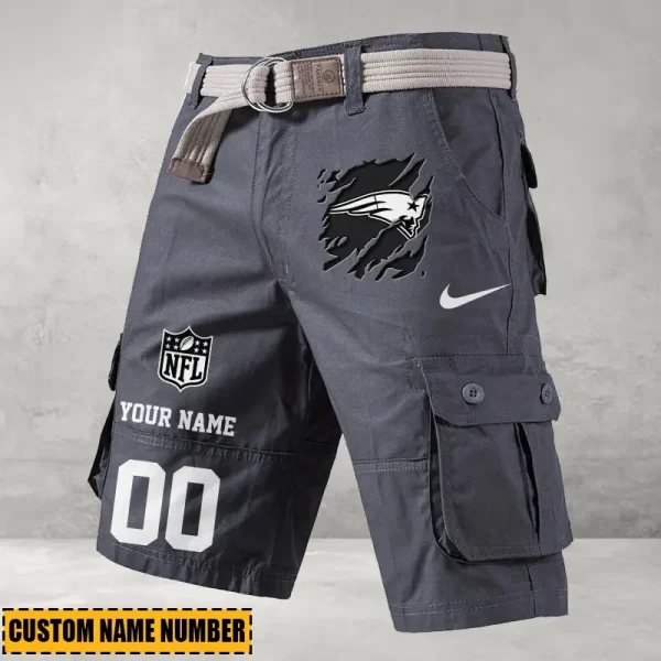 New England Patriots Men's Cargo Shorts Button Trend Unique Design Team S9CSBT109