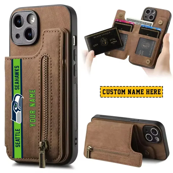Seattle Seahawks Zipper Cards Solt Wallet Leather Case New 2025 SPTZCSWLC096