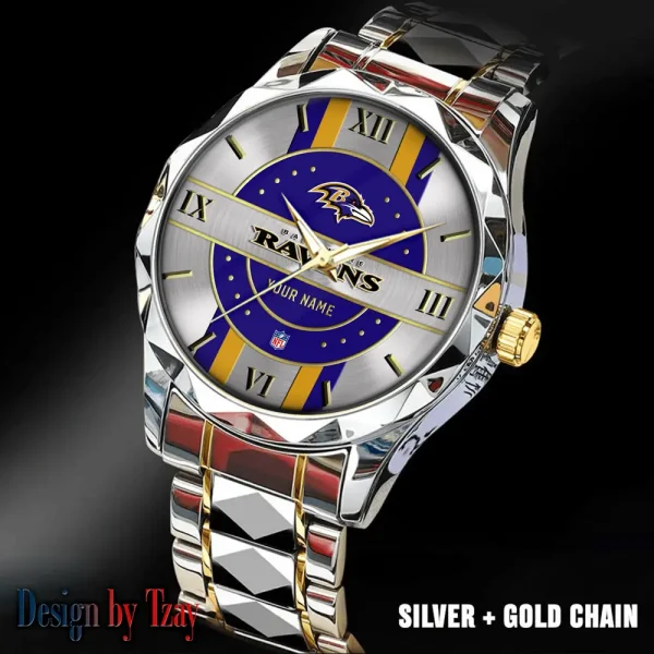 Baltimore Ravens Business Watch For Men Automatic Mechanical Stainless Steel Band 2025 SPTDMW483 - Image 4