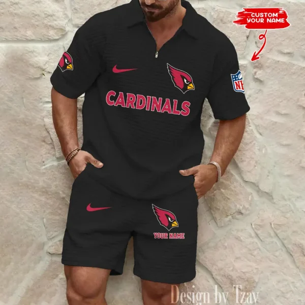 Arizona Cardinals Men's Waffle Knit Short Sleeve Slim Fit Soft Summer And Shorts BSPTWHZSS280