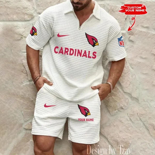 Arizona Cardinals Men's Waffle Knit Short Sleeve Slim Fit Soft Summer And Shorts BSPTWHZSS280 - Image 2