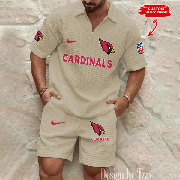 Arizona Cardinals Men's Waffle Knit Short Sleeve Slim Fit Soft Summer And Shorts BSPTWHZSS280 - Image 3