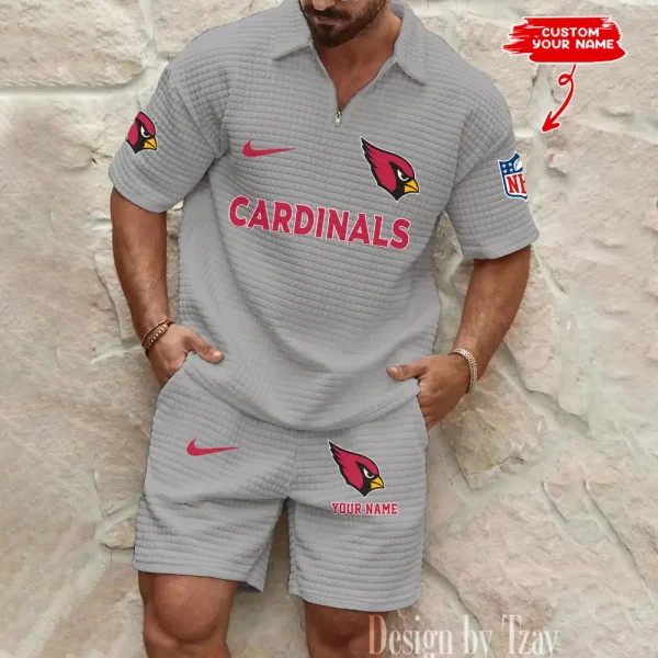 Arizona Cardinals Men's Waffle Knit Short Sleeve Slim Fit Soft Summer And Shorts BSPTWHZSS280 - Image 4
