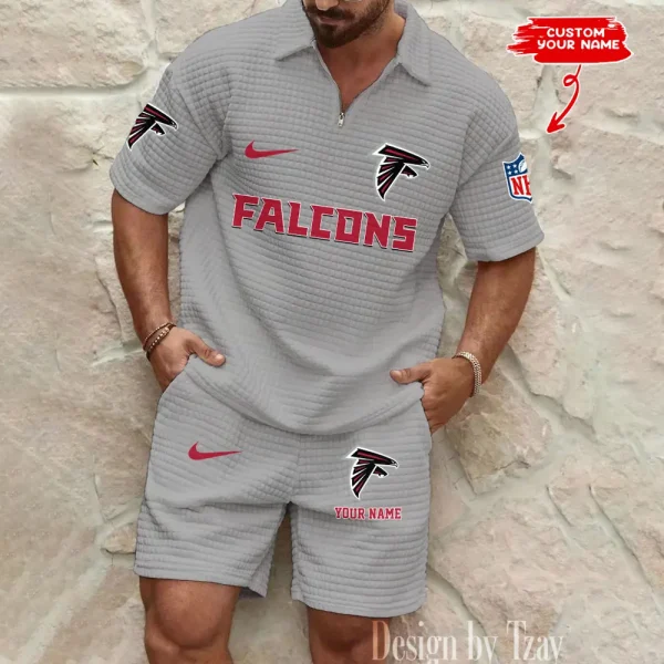 Atlanta Falcons Men's Waffle Knit Short Sleeve Slim Fit Soft Summer And Shorts BSPTWHZSS281 - Image 2
