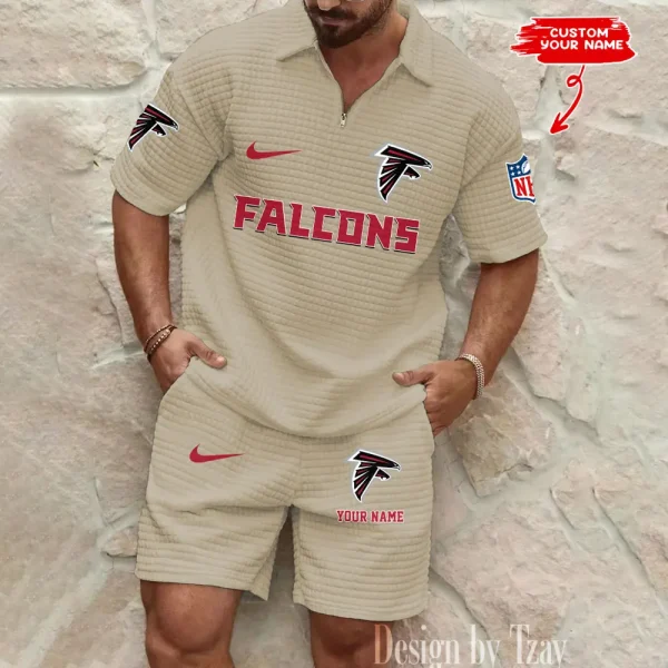 Atlanta Falcons Men's Waffle Knit Short Sleeve Slim Fit Soft Summer And Shorts BSPTWHZSS281 - Image 3