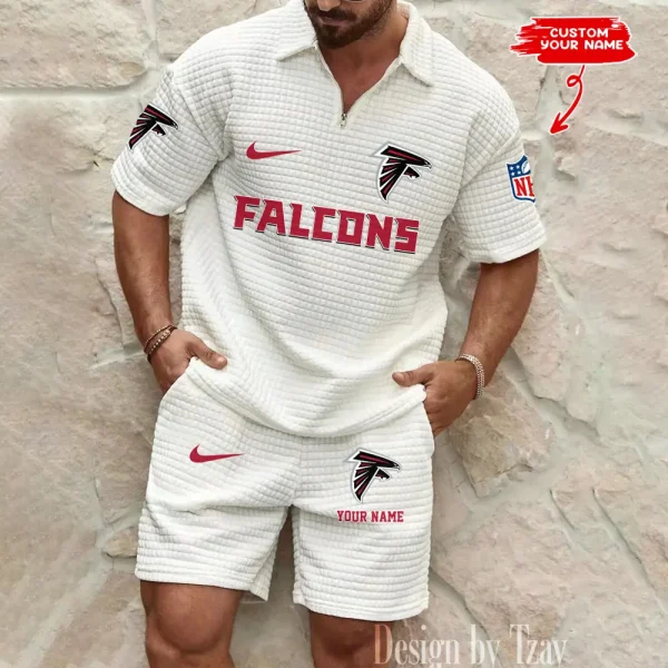 Atlanta Falcons Men's Waffle Knit Short Sleeve Slim Fit Soft Summer And Shorts BSPTWHZSS281 - Image 4