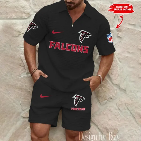 Atlanta Falcons Men's Waffle Knit Short Sleeve Slim Fit Soft Summer And Shorts BSPTWHZSS281 - Image 5
