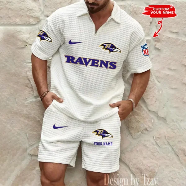 Baltimore Ravens Men's Waffle Knit Short Sleeve Slim Fit Soft Summer And Shorts BSPTWHZSS282 - Image 4