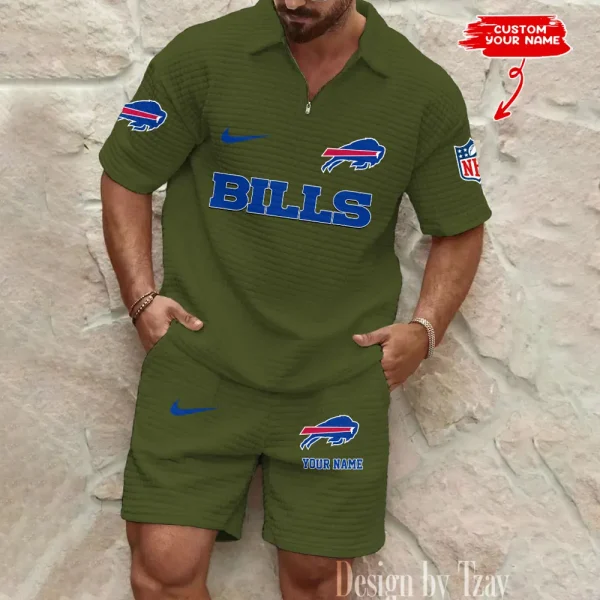 Buffalo Bills Men's Waffle Knit Short Sleeve Slim Fit Soft Summer And Shorts BSPTWHZSS283