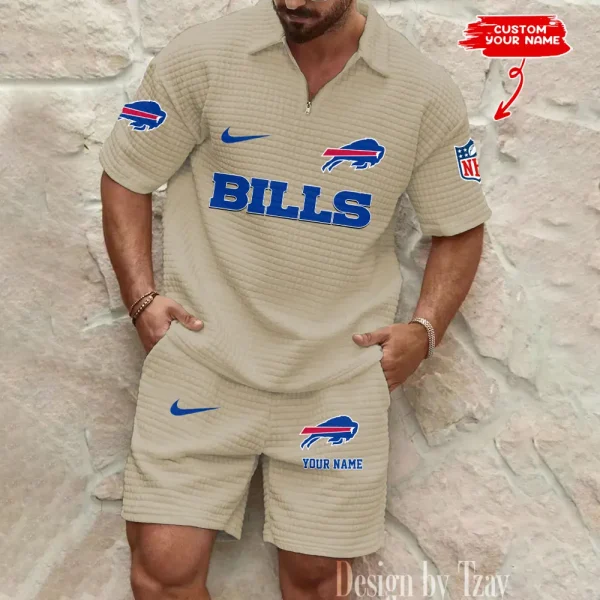 Buffalo Bills Men's Waffle Knit Short Sleeve Slim Fit Soft Summer And Shorts BSPTWHZSS283 - Image 5