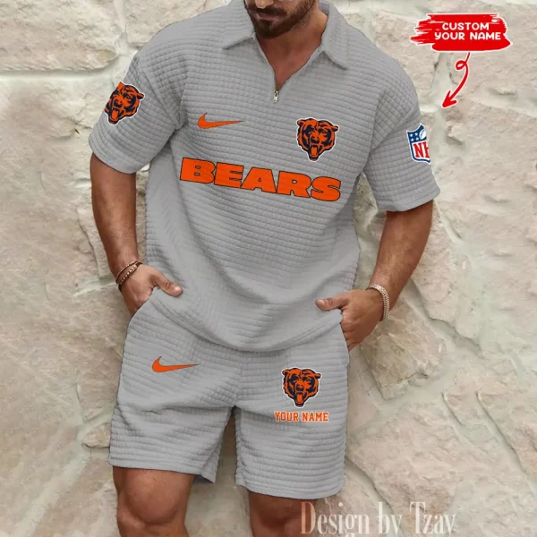 Chicago Bears Men's Waffle Knit Short Sleeve Slim Fit Soft Summer And Shorts BSPTWHZSS285 - Image 2