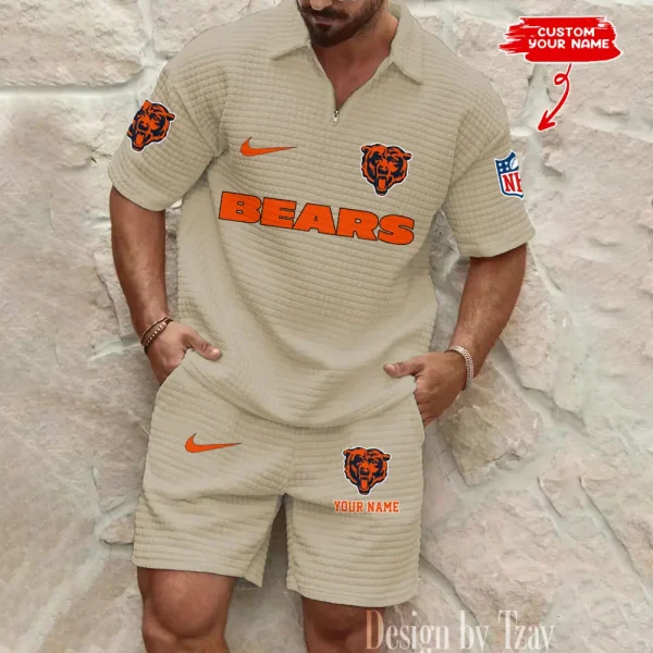 Chicago Bears Men's Waffle Knit Short Sleeve Slim Fit Soft Summer And Shorts BSPTWHZSS285 - Image 3