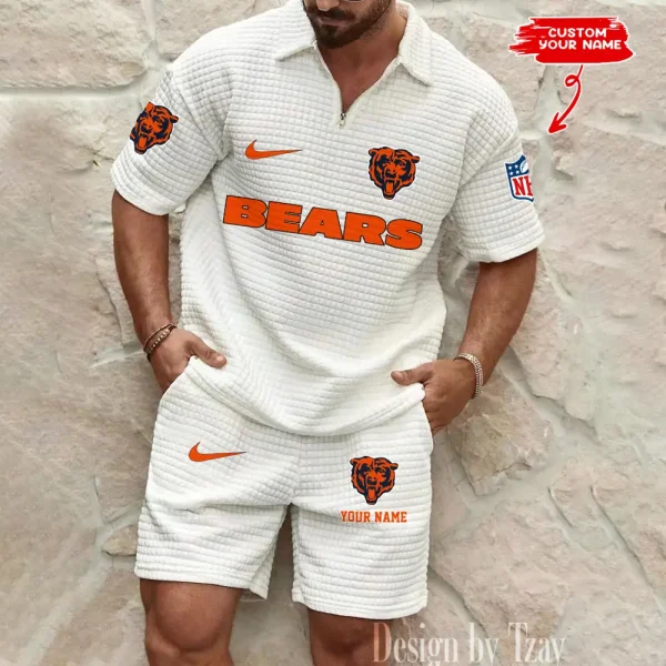 Chicago Bears Men's Waffle Knit Short Sleeve Slim Fit Soft Summer And Shorts BSPTWHZSS285 - Image 4