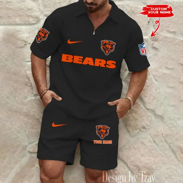 Chicago Bears Men's Waffle Knit Short Sleeve Slim Fit Soft Summer And Shorts BSPTWHZSS285 - Image 5