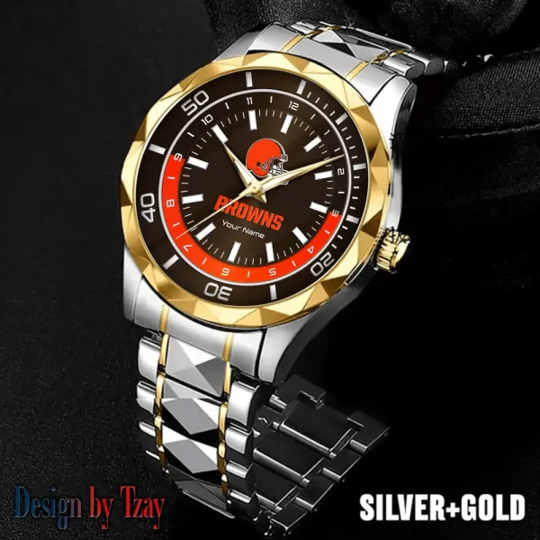 Cleveland Browns Business Watch For Men Automatic Mechanical Stainless Steel Band 2025 SPTDMW520