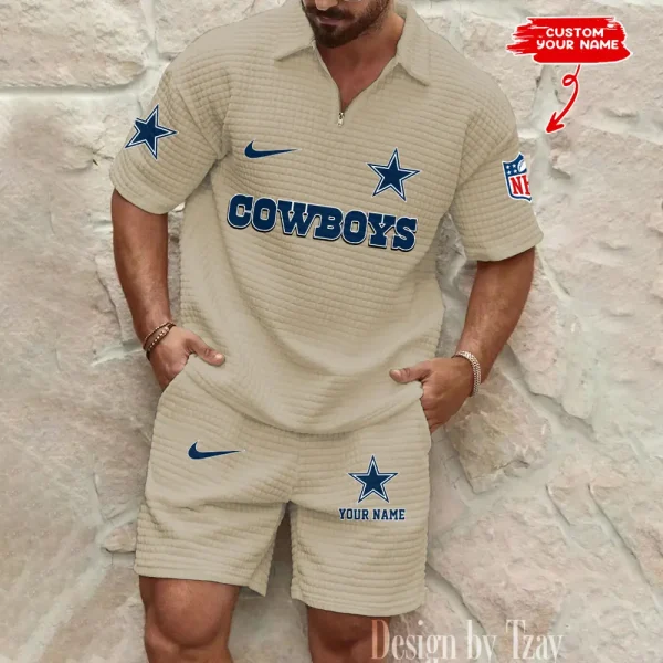 Dallas Cowboys Men's Waffle Knit Short Sleeve Slim Fit Soft Summer And Shorts BSPTWHZSS288