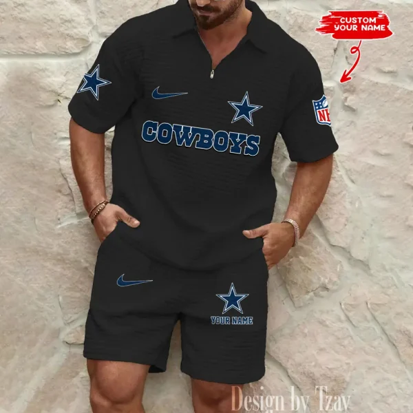 Dallas Cowboys Men's Waffle Knit Short Sleeve Slim Fit Soft Summer And Shorts BSPTWHZSS288 - Image 2