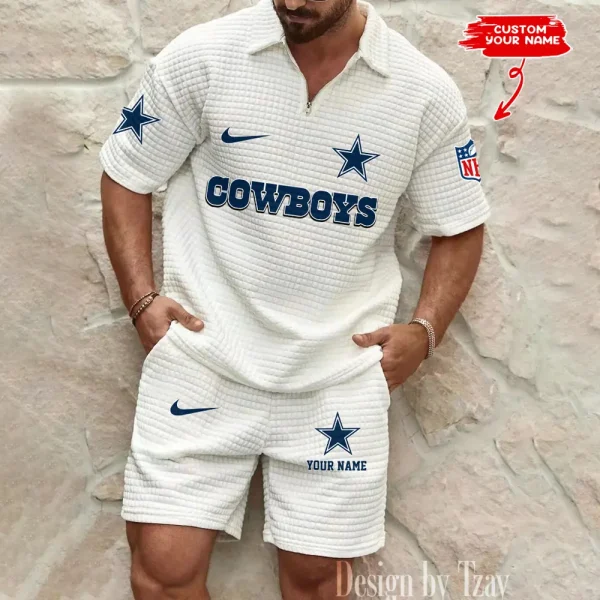 Dallas Cowboys Men's Waffle Knit Short Sleeve Slim Fit Soft Summer And Shorts BSPTWHZSS288 - Image 3