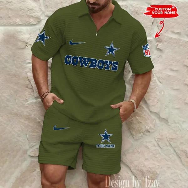 Dallas Cowboys Men's Waffle Knit Short Sleeve Slim Fit Soft Summer And Shorts BSPTWHZSS288 - Image 4
