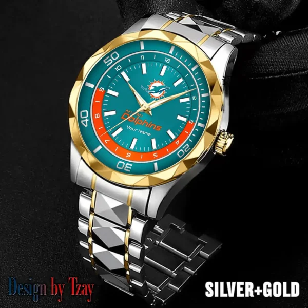 Miami Dolphins Business Watch For Men Automatic Mechanical Stainless Steel Band 2025 SPTDMW532
