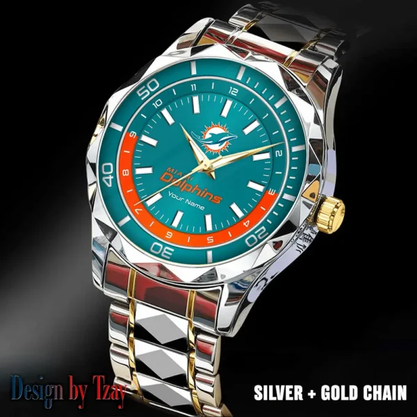 Miami Dolphins Business Watch For Men Automatic Mechanical Stainless Steel Band 2025 SPTDMW532 - Image 4