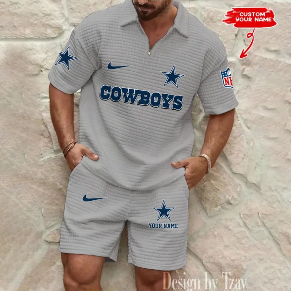 Dallas Cowboys Men's Waffle Knit Short Sleeve Slim Fit Soft Summer And Shorts BSPTWHZSS288 - Image 5