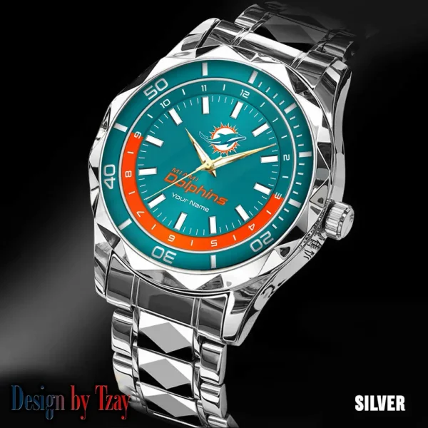 Miami Dolphins Business Watch For Men Automatic Mechanical Stainless Steel Band 2025 SPTDMW532 - Image 5