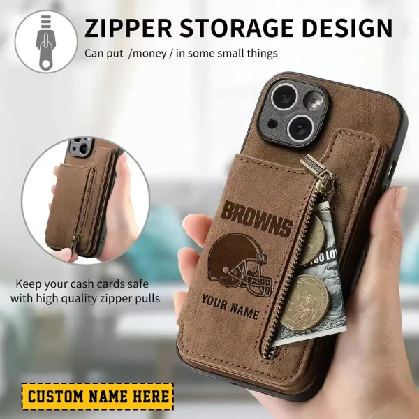 Cleveland Browns Zipper Cards Solt Wallet Leather Case New 2025 SPTZCSWLC104 - Image 2