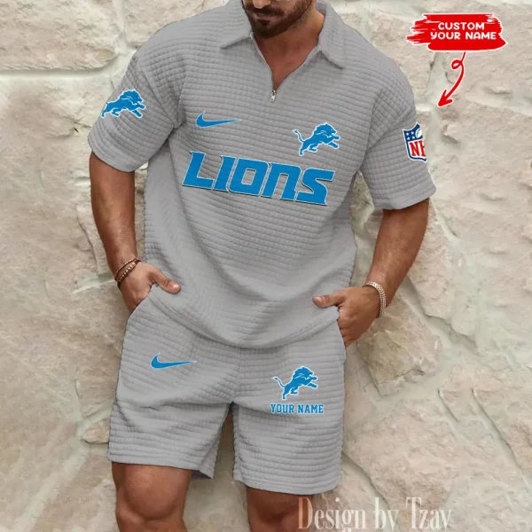 Detroit Lions Men's Waffle Knit Short Sleeve Slim Fit Soft Summer And Shorts BSPTWHZSS290 - Image 3