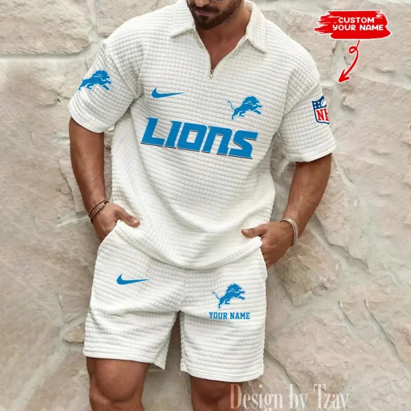 Detroit Lions Men's Waffle Knit Short Sleeve Slim Fit Soft Summer And Shorts BSPTWHZSS290 - Image 4