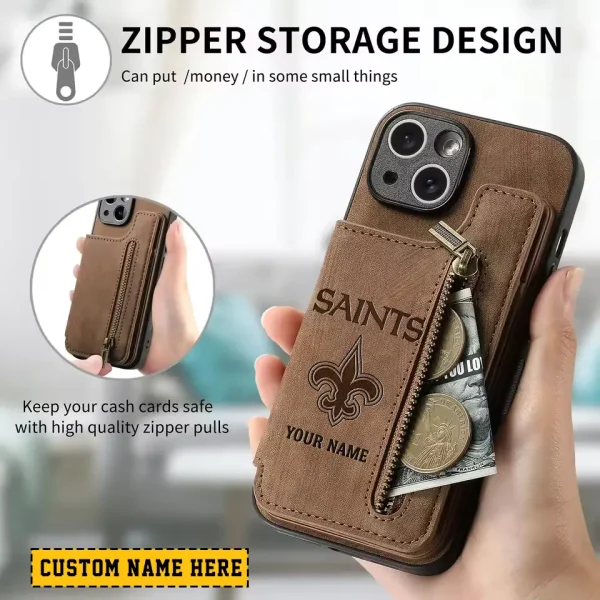 New Orleans Saints Zipper Cards Solt Wallet Leather Case New 2025 SPTZCSWLC119 - Image 2