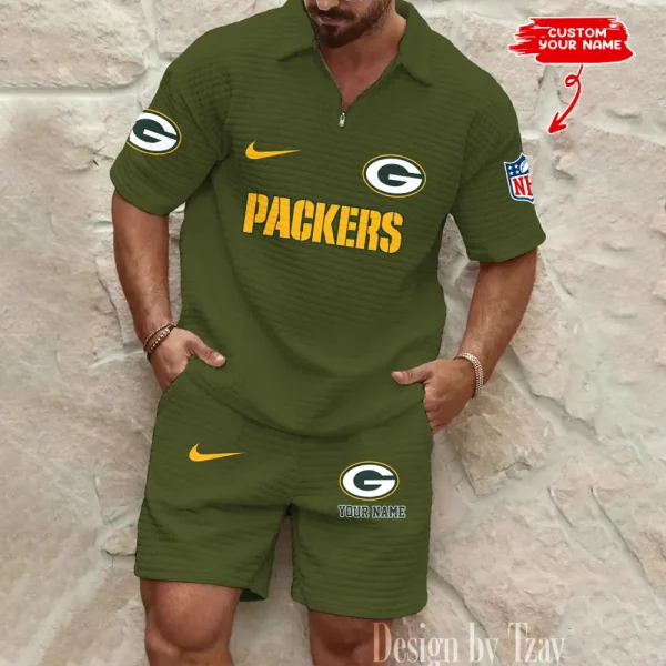 Green Bay Packers Men's Waffle Knit Short Sleeve Slim Fit Soft Summer And Shorts BSPTWHZSS291
