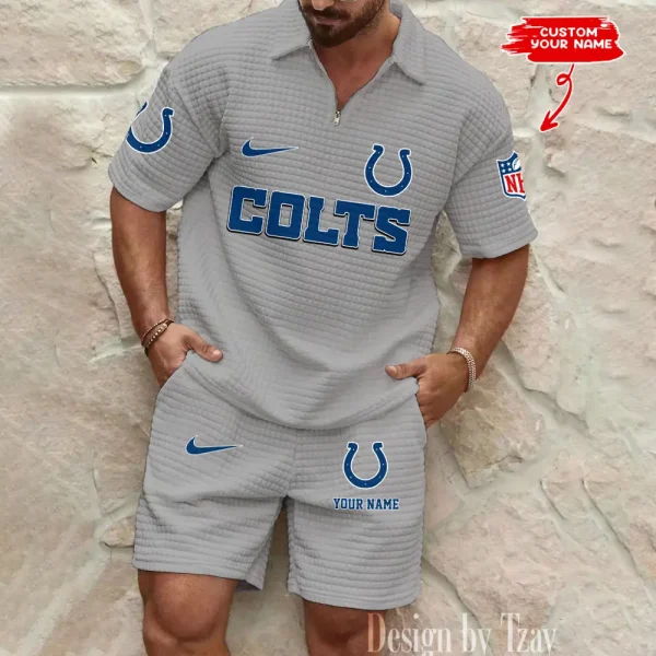 Indianapolis Colts Men's Waffle Knit Short Sleeve Slim Fit Soft Summer And Shorts BSPTWHZSS293 - Image 2