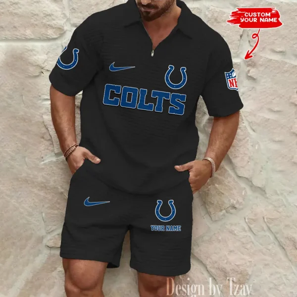 Indianapolis Colts Men's Waffle Knit Short Sleeve Slim Fit Soft Summer And Shorts BSPTWHZSS293 - Image 5