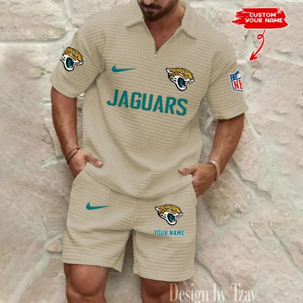 Jacksonville Jaguars Men's Waffle Knit Short Sleeve Slim Fit Soft Summer And Shorts BSPTWHZSS294