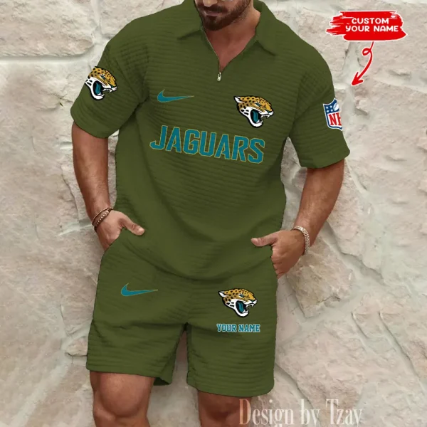 Jacksonville Jaguars Men's Waffle Knit Short Sleeve Slim Fit Soft Summer And Shorts BSPTWHZSS294 - Image 2