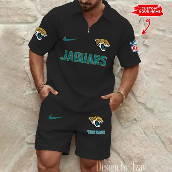 Jacksonville Jaguars Men's Waffle Knit Short Sleeve Slim Fit Soft Summer And Shorts BSPTWHZSS294 - Image 5
